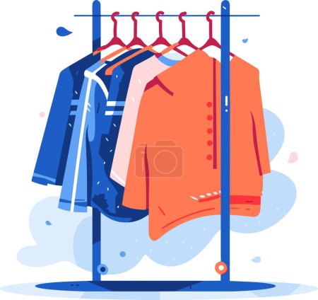 Ilustración de Tienda de ropa y perchero en UX UI estilo plano aislado sobre fondo - Imagen libre de derechos