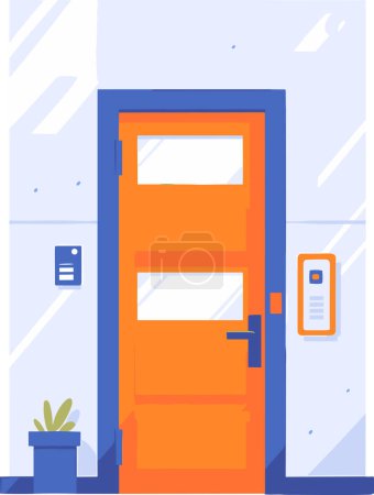 Ilustración de Puertas de entrada a oficinas y hogares en UX UI estilo plano aislado sobre fondo - Imagen libre de derechos