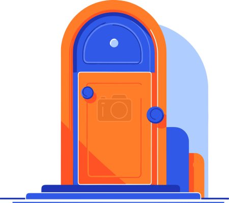 Téléchargez les illustrations : Portes d'entrée des bureaux et des maisons dans le style UX UI appartement isolé sur fond - en licence libre de droit