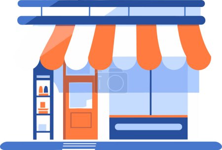 Téléchargez les illustrations : Façade de magasin pour les magasins en ligne dans le style UX UI plat isolé sur fond - en licence libre de droit