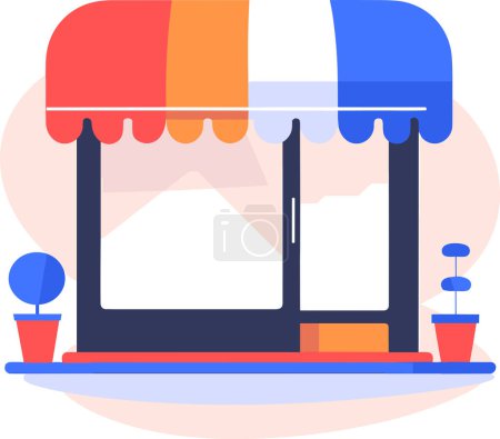 Ilustración de Fachada de escaparate para tiendas en línea en UX UI estilo plano aislado sobre fondo - Imagen libre de derechos