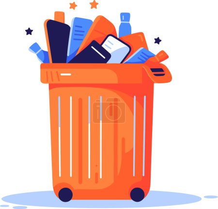 Illustration for Trash can for recycling in UX UI flat style isolated on background - Royalty Free Image