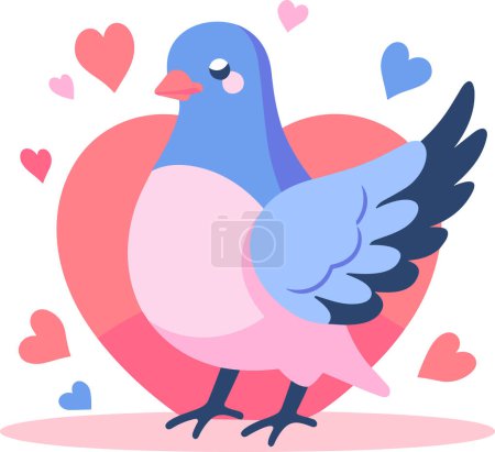 Illustration for White dove with heart in the wedding concept in UX UI flat style isolated on background - Royalty Free Image