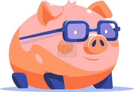 Illustration for Piggy bank in UX UI flat style isolated on background - Royalty Free Image