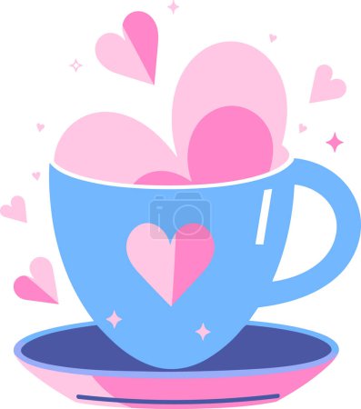 Illustration for Coffee mug with heart in UX UI flat style isolated on background - Royalty Free Image