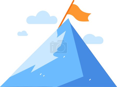 Ilustración de La cima de la montaña y los objetivos de éxito en UX UI estilo plano aislado en el fondo - Imagen libre de derechos