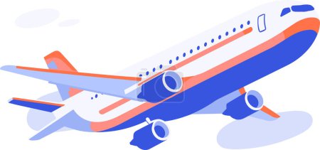 Téléchargez les illustrations : L'avion décolle dans le style UX UI plat isolé sur fond - en licence libre de droit