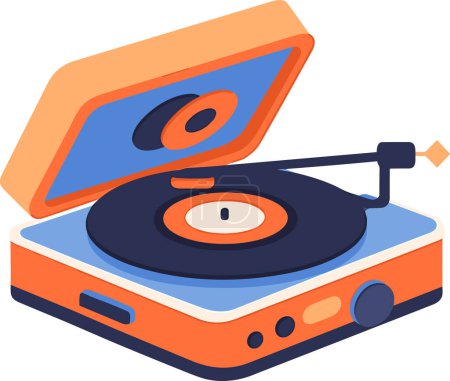 Illustration for Vintage record player in UX UI flat style isolated on background - Royalty Free Image