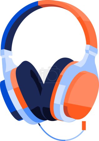 Ilustración de Sobre la cabeza auriculares en UX UI estilo plano aislado en el fondo - Imagen libre de derechos