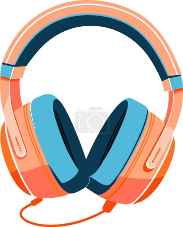 Illustration for Over the head headphones in UX UI flat style isolated on background - Royalty Free Image