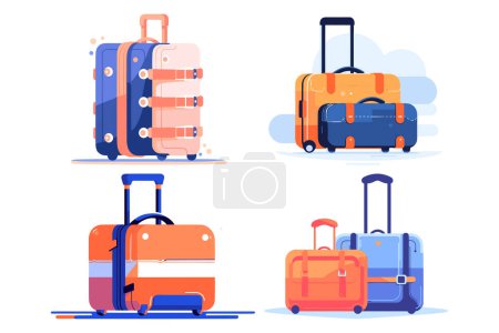 Téléchargez les illustrations : Bagages pour les touristes dans le style UX UI plat isolé sur fond - en licence libre de droit