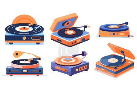 Illustration for Vintage record player in UX UI flat style isolated on background - Royalty Free Image
