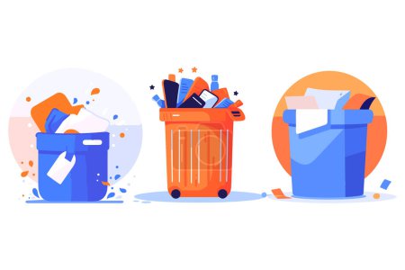 Illustration for Trash can for recycling in UX UI flat style isolated on background - Royalty Free Image