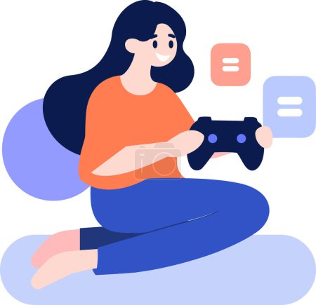 Illustration for Hand Drawn child character playing game in flat style isolated on background - Royalty Free Image