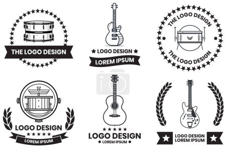 Ilustración de Logotipo del instrumento musical en estilo de arte de línea plana aislado sobre fondo - Imagen libre de derechos