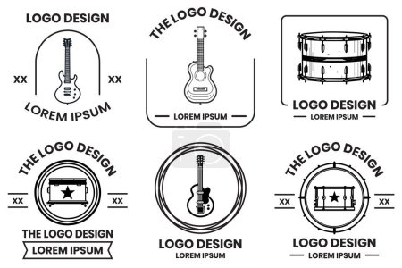 Téléchargez les illustrations : Logo de l'instrument de musique en style art plat isolé sur fond - en licence libre de droit