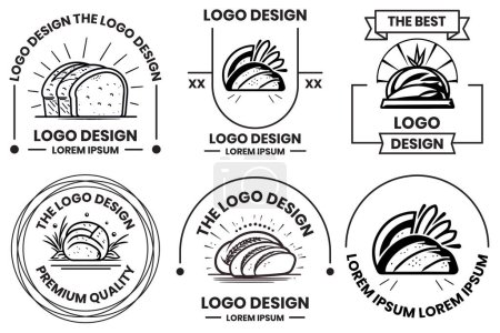 Ilustración de Logotipo de la tienda de pan en estilo de arte de línea plana aislado sobre fondo - Imagen libre de derechos