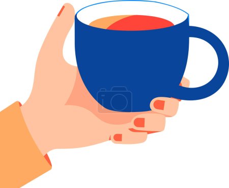 Illustration for Hand Drawn Hand holding a coffee cup in flat style isolated on background - Royalty Free Image