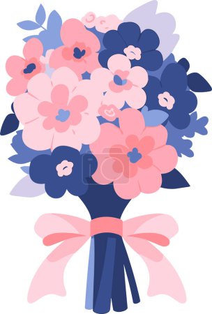Illustration for Hand Drawn Bouquet of flowers in a wedding concept in flat style isolated on background - Royalty Free Image