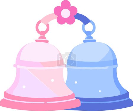 Illustration for Hand Drawn Bells in a wedding concept in flat style isolated on background - Royalty Free Image