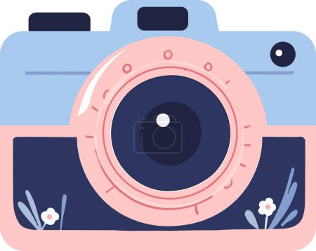Téléchargez les illustrations : Caméra de mariage dessinée à la main dans un concept de mariage en style plat isolé sur fond - en licence libre de droit