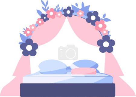 Illustration for Hand Drawn wedding bed in a wedding concept in flat style isolated on background - Royalty Free Image