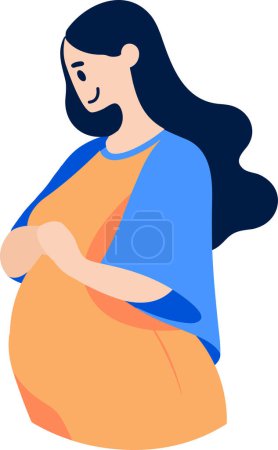 Ilustración de Madre dibujada a mano o mujer embarazada en estilo plano aislado en el fondo - Imagen libre de derechos