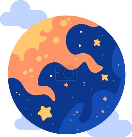 Illustration for Hand Drawn Planets or stars in space in flat style isolated on background - Royalty Free Image