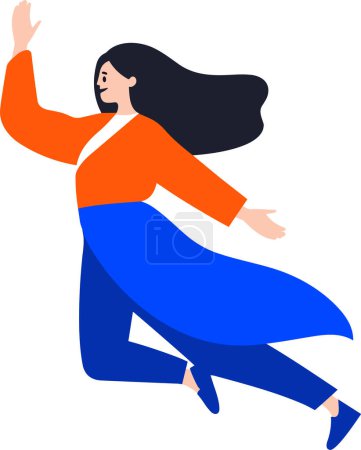 Illustration for Hand Drawn Business woman with hero cape in flat style isolated on background - Royalty Free Image