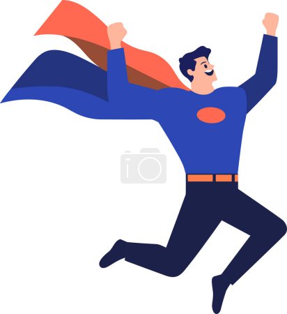 Illustration for Hand Drawn Male businessman with hero cape in flat style isolated on background - Royalty Free Image