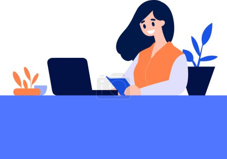 Illustration for Hand Drawn Cashier or receptionist in a hotel in flat style isolated on background - Royalty Free Image