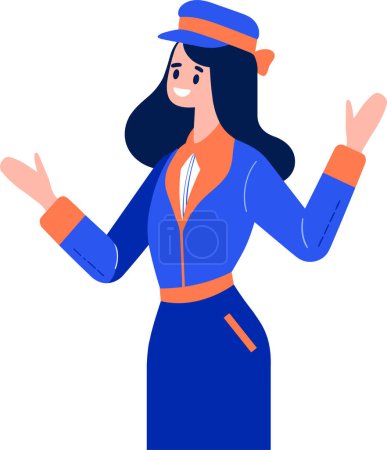 Illustration for Hand Drawn Flight attendant with suitcase in flat style isolated on background - Royalty Free Image
