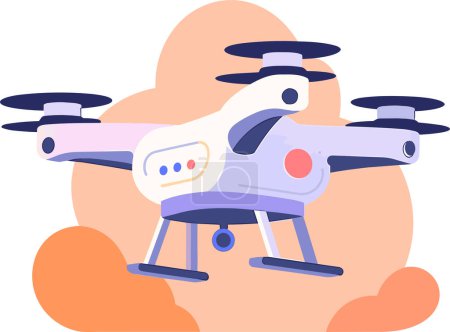 Illustration for Hand Drawn flying drone in flat style isolated on background - Royalty Free Image
