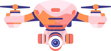 Illustration for Hand Drawn flying drone in flat style isolated on background - Royalty Free Image