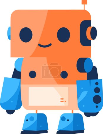 Téléchargez les illustrations : Robots et appareils électroniques dessinés à la main dans un style plat isolé sur fond - en licence libre de droit
