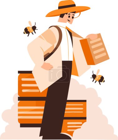 Illustration for Hand Drawn Beekeeper or farmer character in flat style isolated on background - Royalty Free Image
