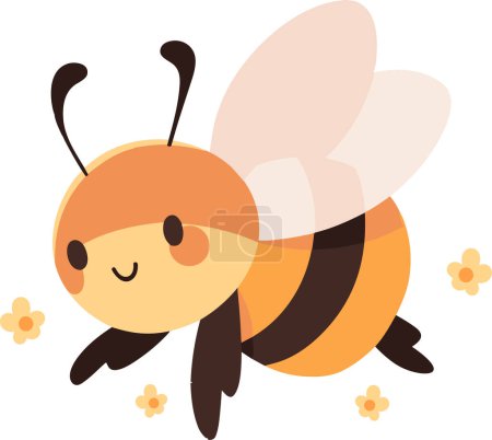 Illustration for Hand Drawn Bee character in flat style isolated on background - Royalty Free Image