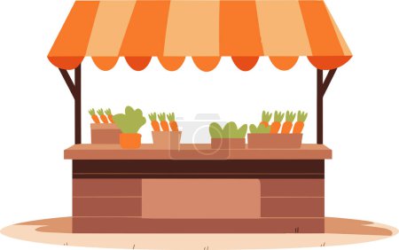 Téléchargez les illustrations : Cabine de magasin dessinée à la main pour les agriculteurs dans un style plat isolé sur fond - en licence libre de droit