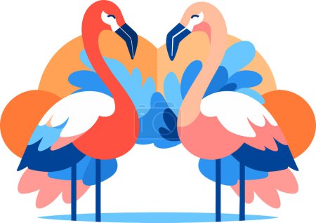 Illustration for Hand Drawn Flamingos in summer concept in flat style isolated on background - Royalty Free Image