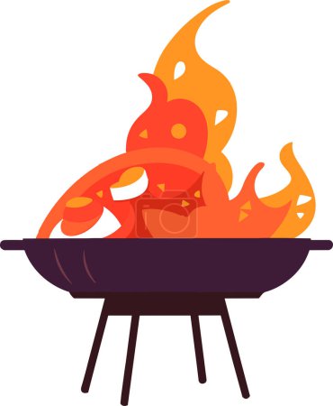 Illustration for Hand Drawn BBQ grill for outdoor picnics concept in flat style isolated on background - Royalty Free Image