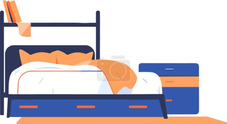 Illustration for Hand Drawn Bed and bedroom in flat style isolated on background - Royalty Free Image