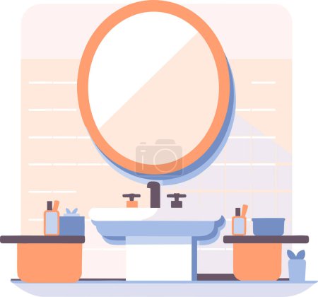 Illustration for Hand Drawn Sinks and mirrors in the bathroom in flat style isolated on background - Royalty Free Image