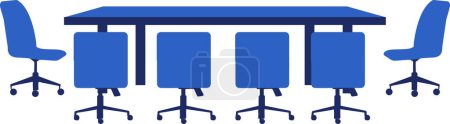 Téléchargez les illustrations : Table de salle de conférence dessinée à la main dans un style plat isolé sur fond - en licence libre de droit