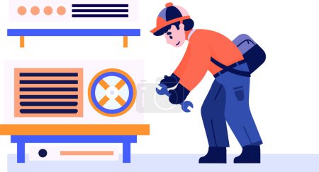 Illustration for Hand Drawn Air conditioner repair technician in flat style isolated on background - Royalty Free Image
