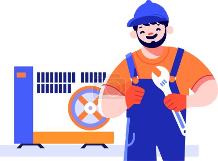 Hand Drawn Air conditioner repair technician in flat style isolated on background