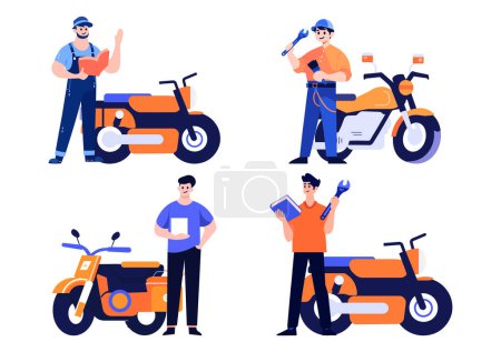 Illustration for Hand Drawn Motorcycle mechanic in flat style isolated on background - Royalty Free Image
