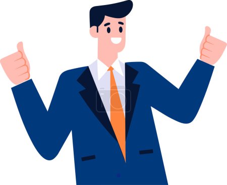 Illustration for Hand Drawn happy businessman character show confidence in flat style isolated on background - Royalty Free Image