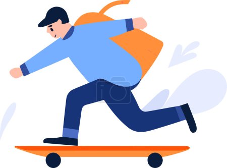 Ilustración de Personajes adolescentes dibujados a mano jugando skateboards en estilo plano aislados en el fondo - Imagen libre de derechos