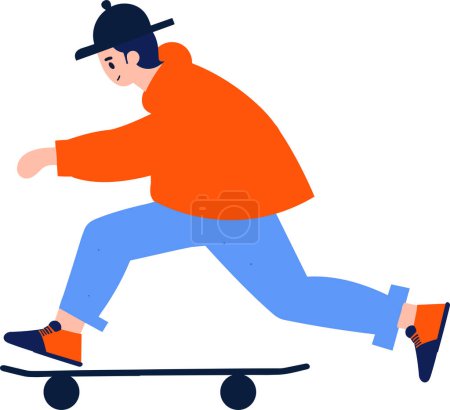 Téléchargez les illustrations : Personnages adolescents dessinés à la main jouant à la planche à roulettes dans un style plat isolé sur fond - en licence libre de droit