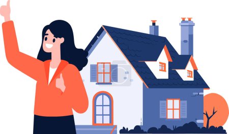 Illustration for Hand Drawn Real estate agent character in flat style isolated on background - Royalty Free Image